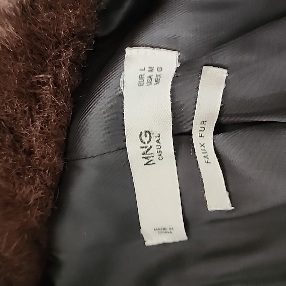 Mango Lapels Faux Fur Brown Tobacco